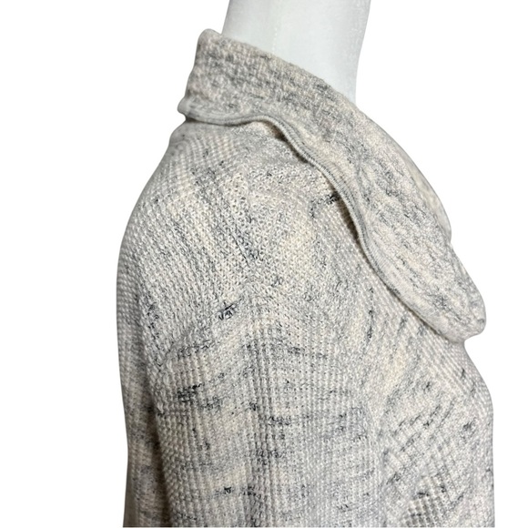 Habitat Size Medium Marled Cream Gray Waffle Knit Cowl Neck Tunic Cozy Sweater - Picture 5 of 8